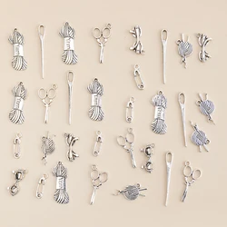 31pcs/lot Mixed Tibetan Silver Color Wool Yarn Ball Needle Charms Pendants DIY Necklace Bracelet For Jewelry Making Accessories