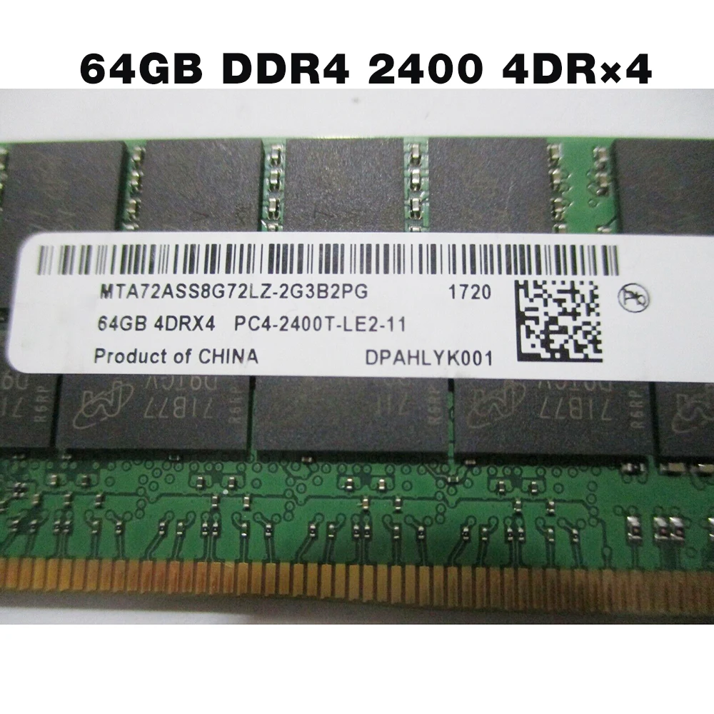 1PCS  For MT MTA72ASS8G72LZ-2G3B2PG Server Memory Fast Ship High Quality RAM 64G 64GB 2400T DDR4 2400 4DR×4 RECC RDIMM