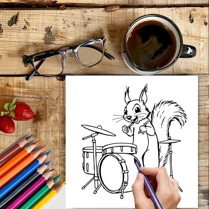 28 صفحة كتاب تلوين موسيقي الحيوانات لتقليل التوتر للبالغين |   كتاب تلوين لتخفيف التوتر وتقليل المزاج