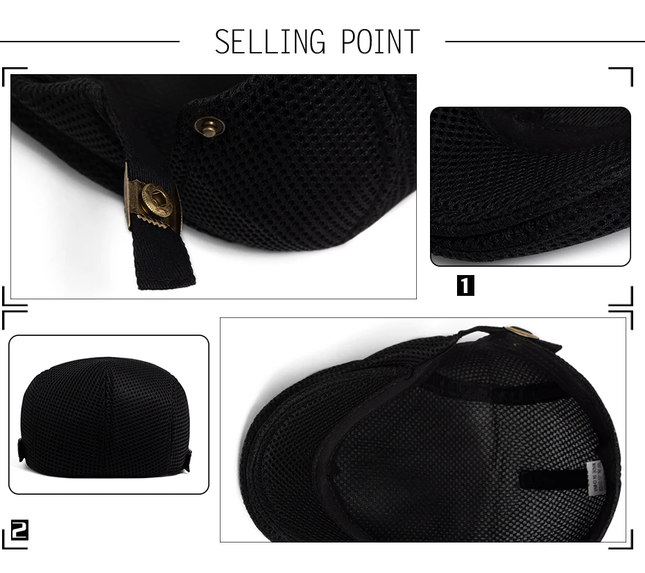 Neue Sommer Atmungsaktive Mesh Baskenmütze Mode Lässig Sonnenblende Flachen Hut Vintage Männer Frauen Zeitungsjunge Mütze Für 54-59 cm Kopf Umfang – Detail 2