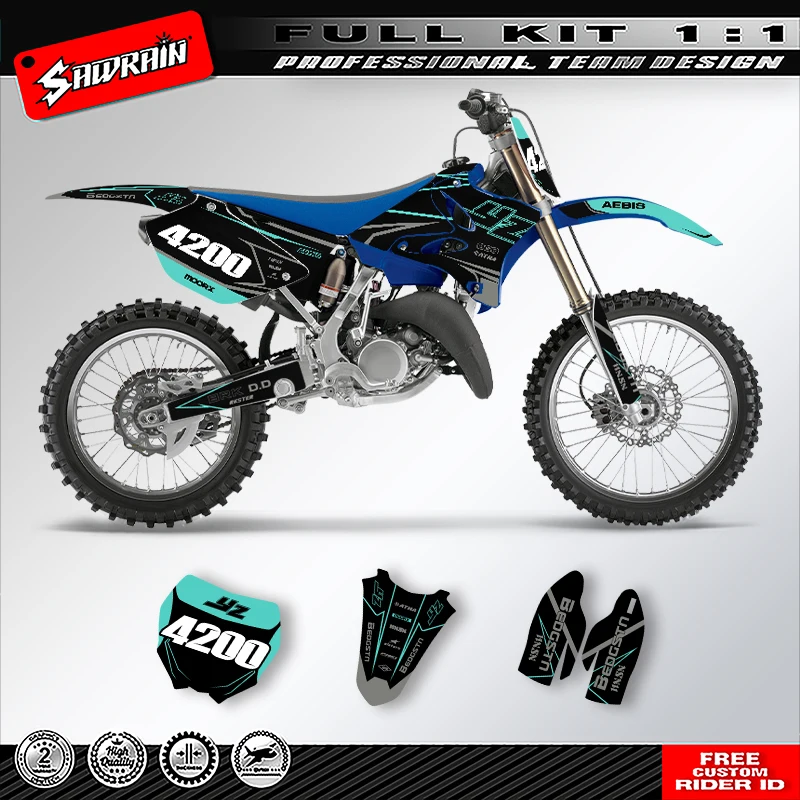 

Sawrain Motorcycle Sticker Custom Team Graphics Decals Kit For YAMAHA YZ125-250 2002 2003 2004 2005 2006 -2014 017