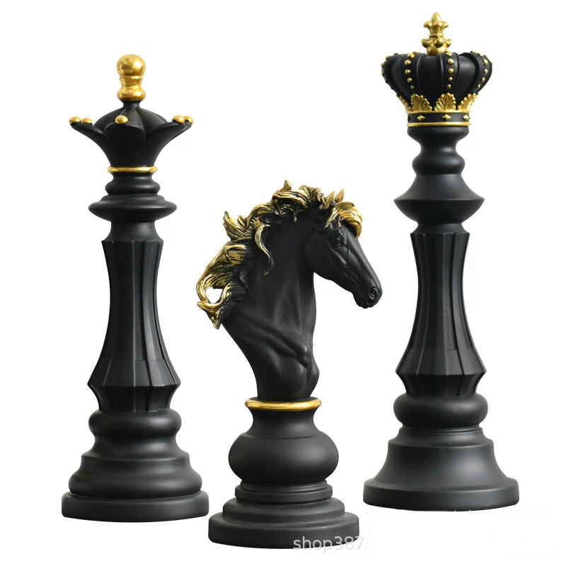 

International Chess Resin Decorative Ornaments Home Interior Office Figurines King Queen Knight Statue Collection Objects