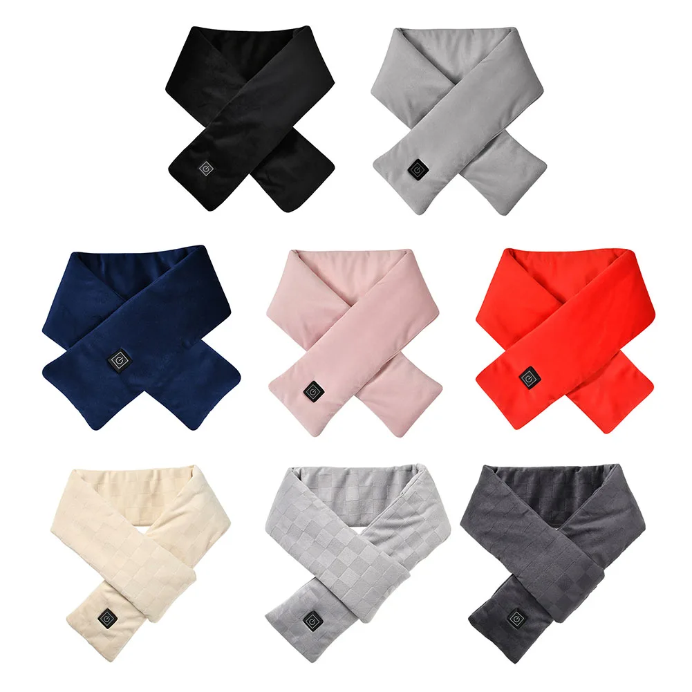 Waterproof Electric Heated Scarf 3 Gears Adjustable USB Charging Heat Control Fleece Washable Neck Warmer Scarf 5V 8W for Winter