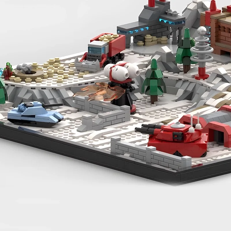 MOC Game Street View Building Blocks Command & Conquer Red Alert - Soviet Model Base Scene Creative Bricks Puzzle Toys Kid Gifts