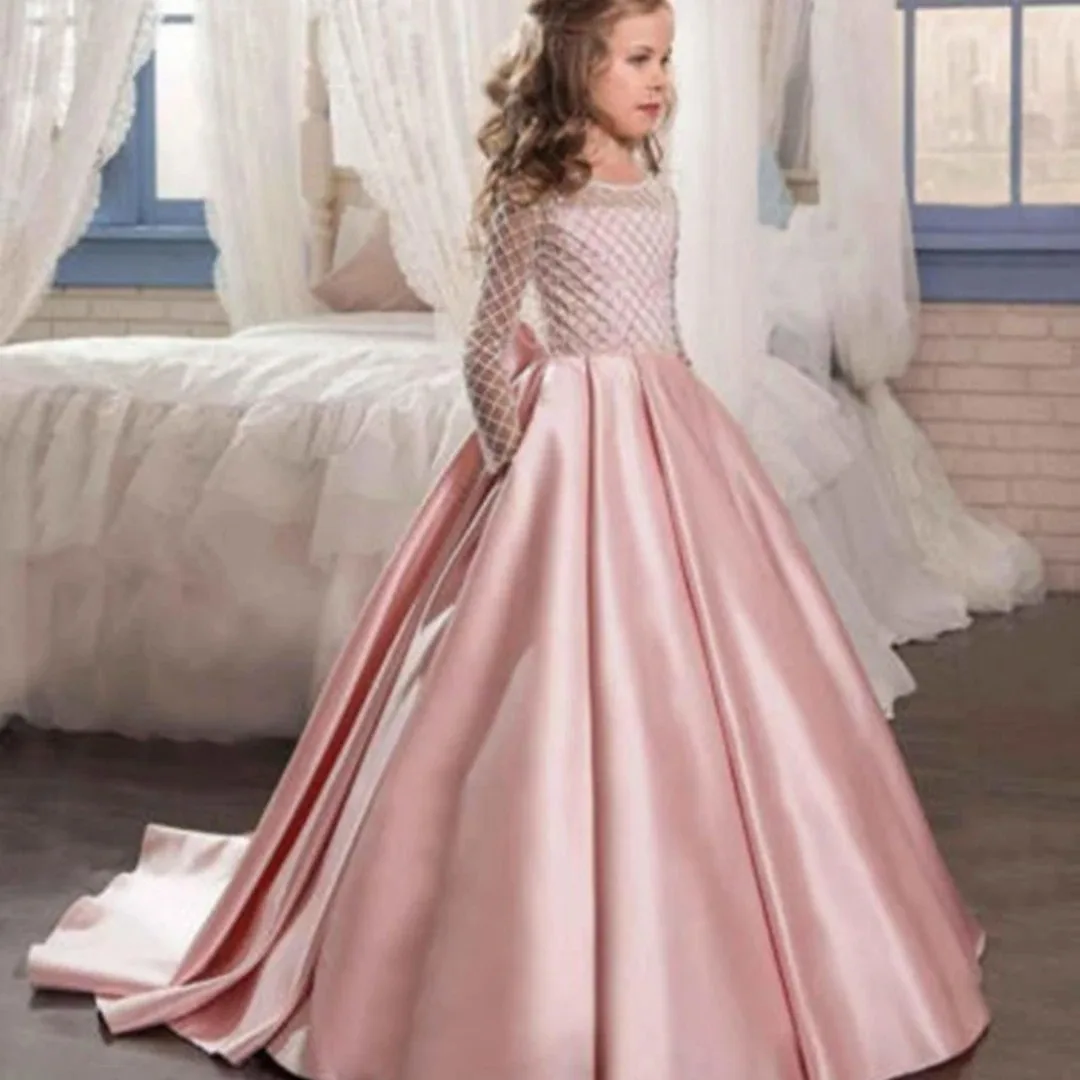 

Custom Flower Girl Dress Sequin Summer Puffy Dress Church Dress Girls' Wedding Party Dress Women's Dress