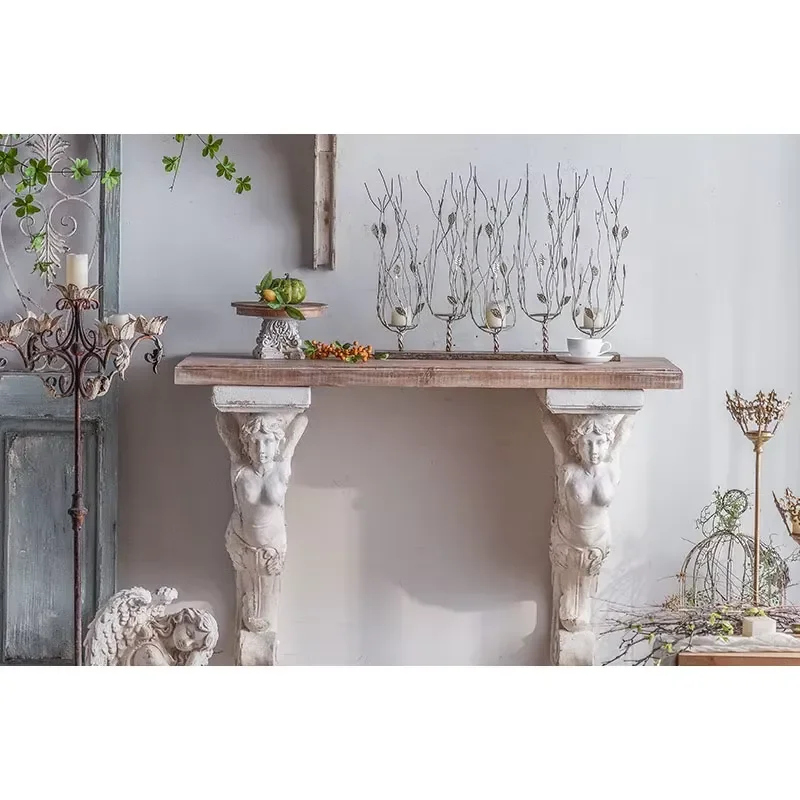 New design figure Mgo sculpture living room decoration European style wall hanging floating wooden shelf display shelf