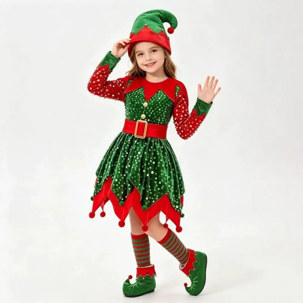Robe Lutine à Sequins Fille avec Chaussettes Rayées – photo 8