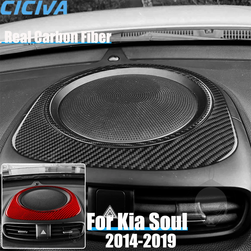 Real Carbon Fiber Car Accessories Center Console Storage Set Trim Cover Soft Sticker For Kia Soul 2014 2015 2016 2017 2018 2019
