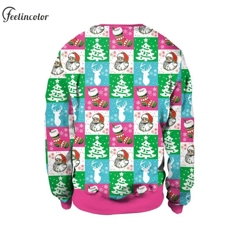 Ugly Santa Claus Graphic Sweatshirt Christmas Stockings Xmas Tree Couple Pullover Pink Crewneck Hoodie Autumn Fashion Streetwear