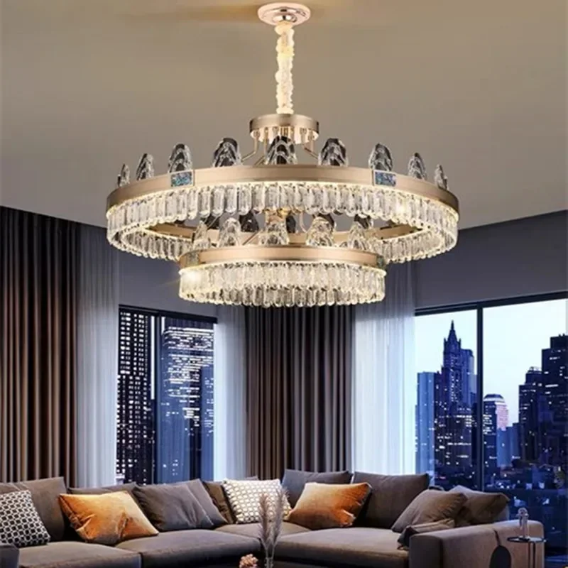 Modern LED Ceiling Chandelier Lustre Hanging Lamps for Ceiling Light Fixture Suspension Crystals Chandelier Golden Pendant Lamps