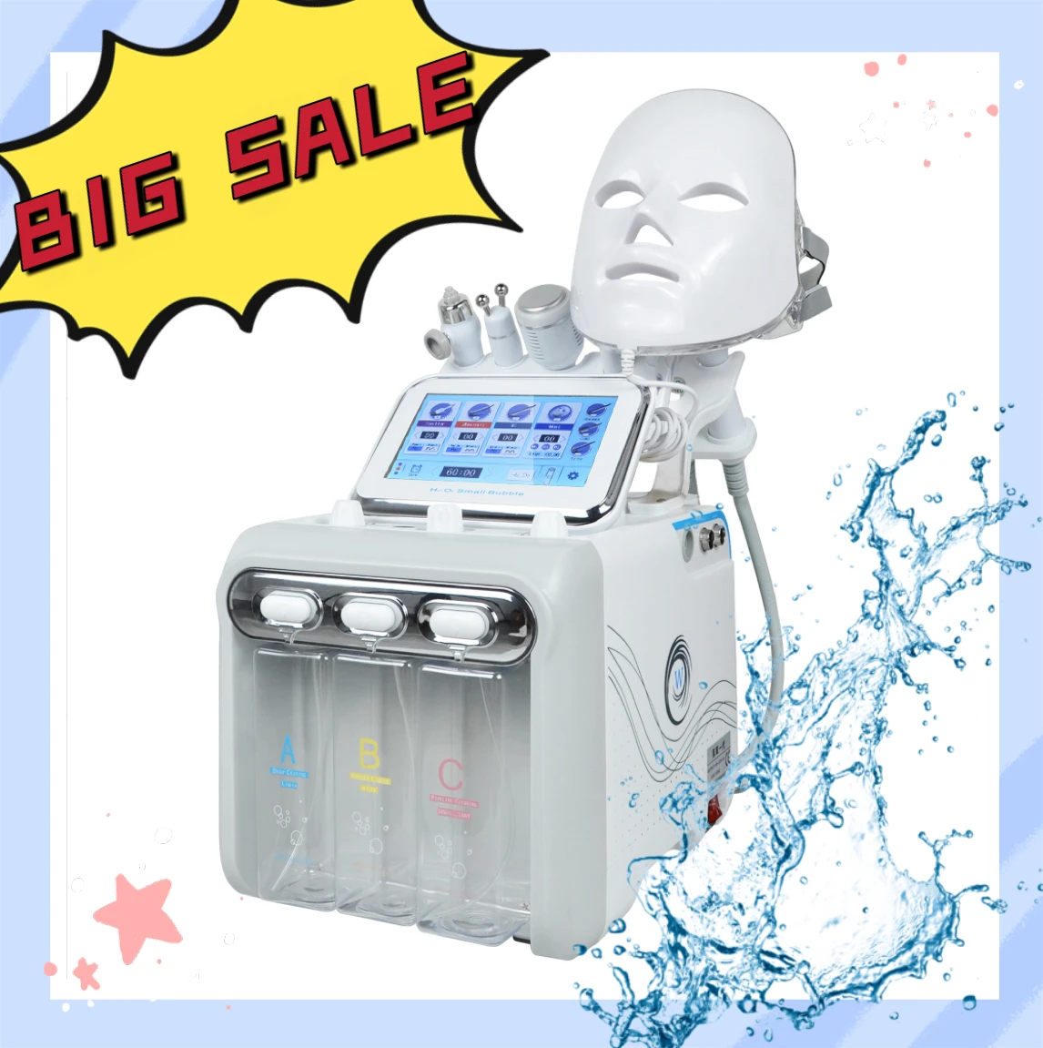 Macchina 7 in 1 per Ossigeno e Microbolle d'Acqua, Strumento di Bellezza per Idrodermoabrasione, Spa Facciale, Cura della Pelle, Pulizia della Pelle, Spedizione dal Magazzino Francese, Consegna Rapida