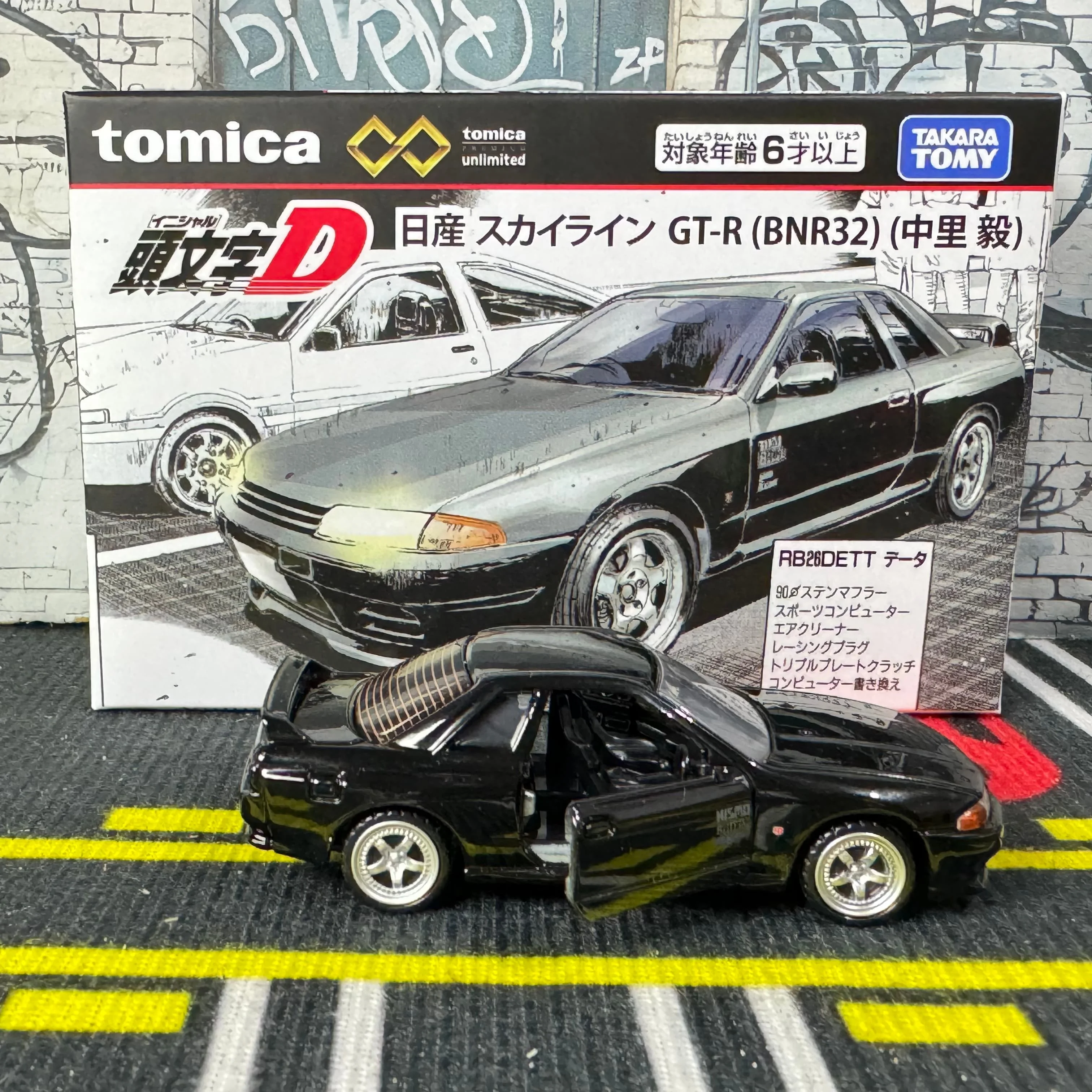 Takara Tomy Tomica Premium Unlimited Initial D BNR32 Nissan Skyline GT-R Takeshi Nakazato 1/64 Scale Collectible Alloy Vehicle