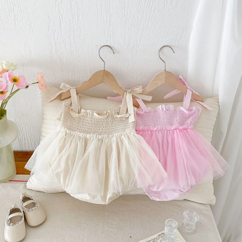 

Newborn Baby Girl Cotton Tulle Romper Infant Toddler Sleeveless Bowknot Lace Skirt Jumpsuit Birthday Summer Baby Clothes 3M-18M