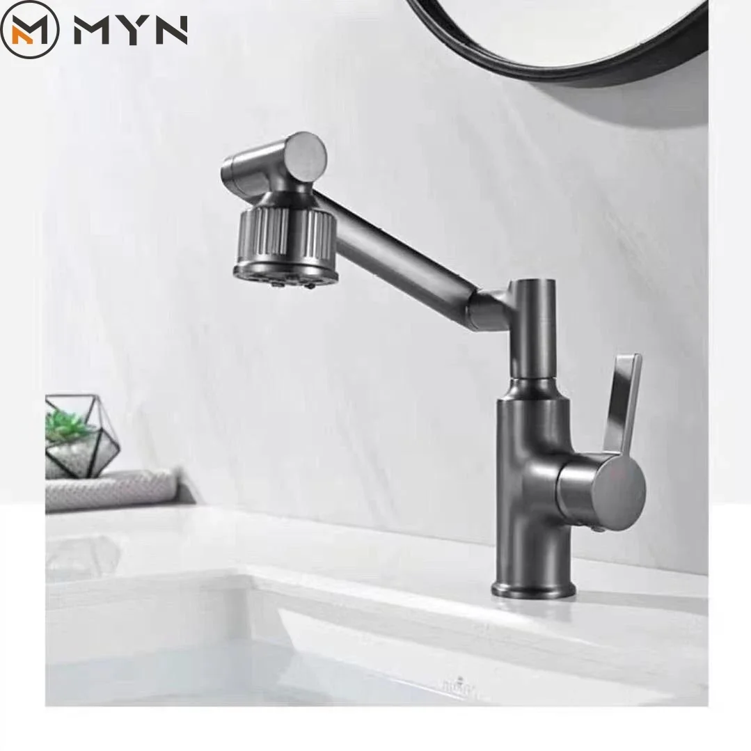 Newest Design Gunmetal  Black White Color Folded  Digital Display Bathroom Sink Basin Shower Head Shampoo Faucet