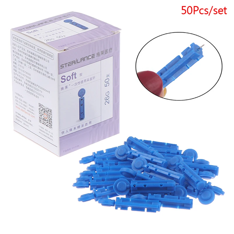 50X Sterile 21G 23G 26G 28G Disposable Needles Stick Use For Pen Sterile Lancets Use Blood Test Testing Kits Glucose Cholesterol