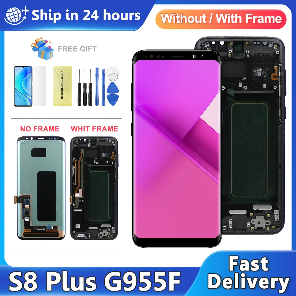 OLED For Samsung Galaxy S8 PLUS G955W G955A G955 G955N G955F LCD Display Touch Screen Digitizer Assembly Replacement For S8+ LCD