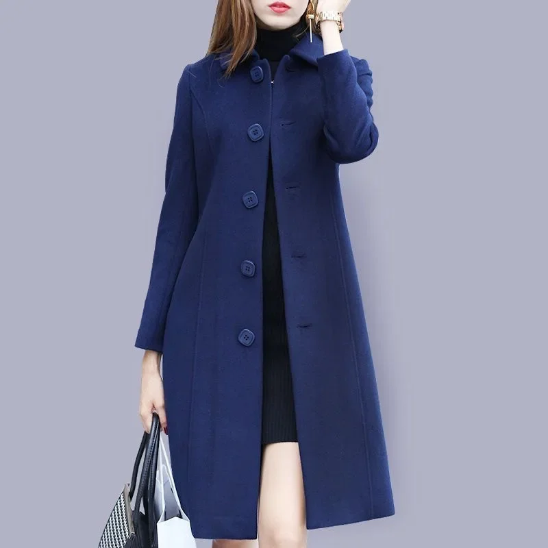 Medium-Length Woolen Coat Women's 2024 Autumn/Winter New Style Plus Sizes Slimming Woolen Jacket Smooths Your Silhouette