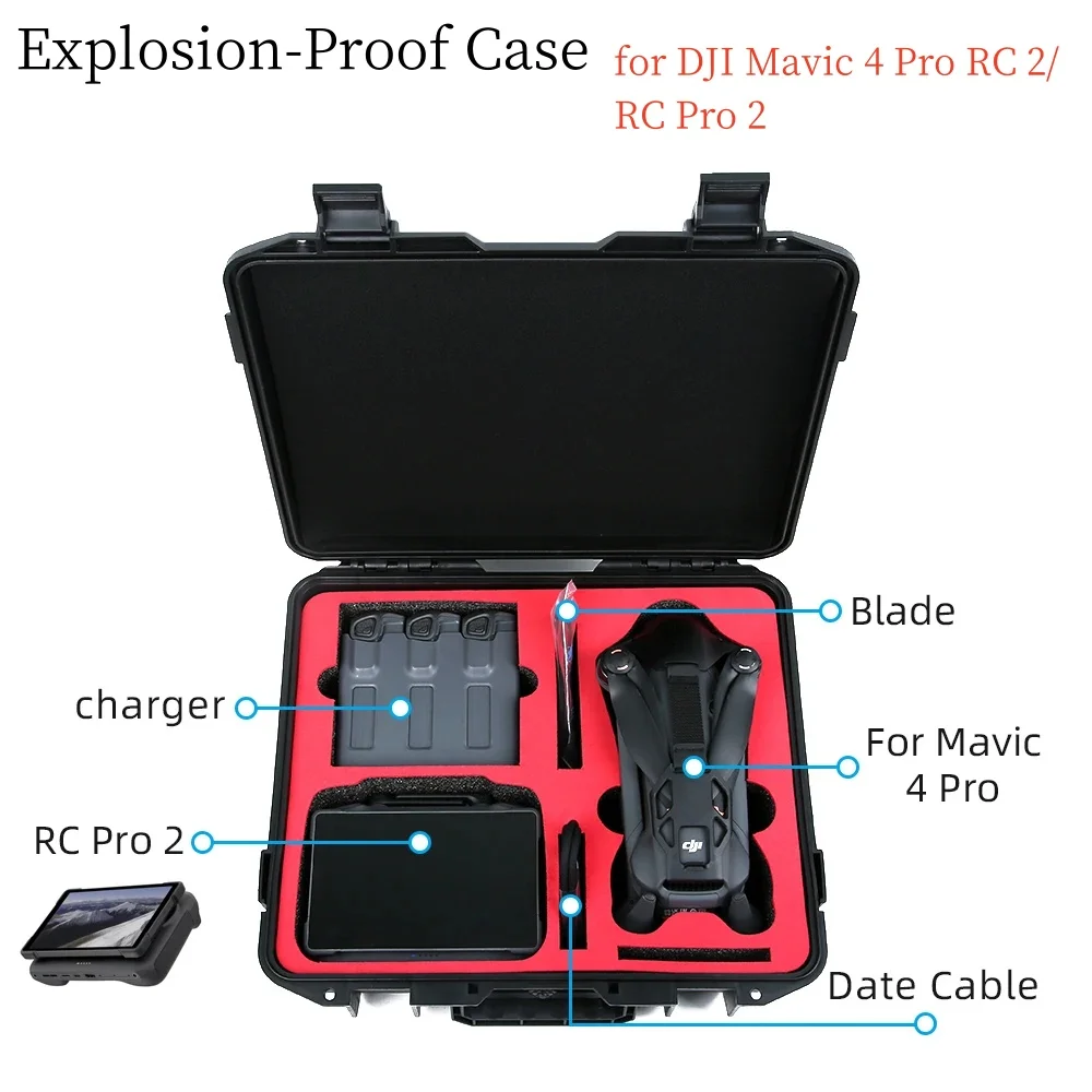 

Чехол для хранения DJI Mavic 4 Pro RC 2/RC Pro 2, взрывозащищенный, портативный, жесткий, большой емкости