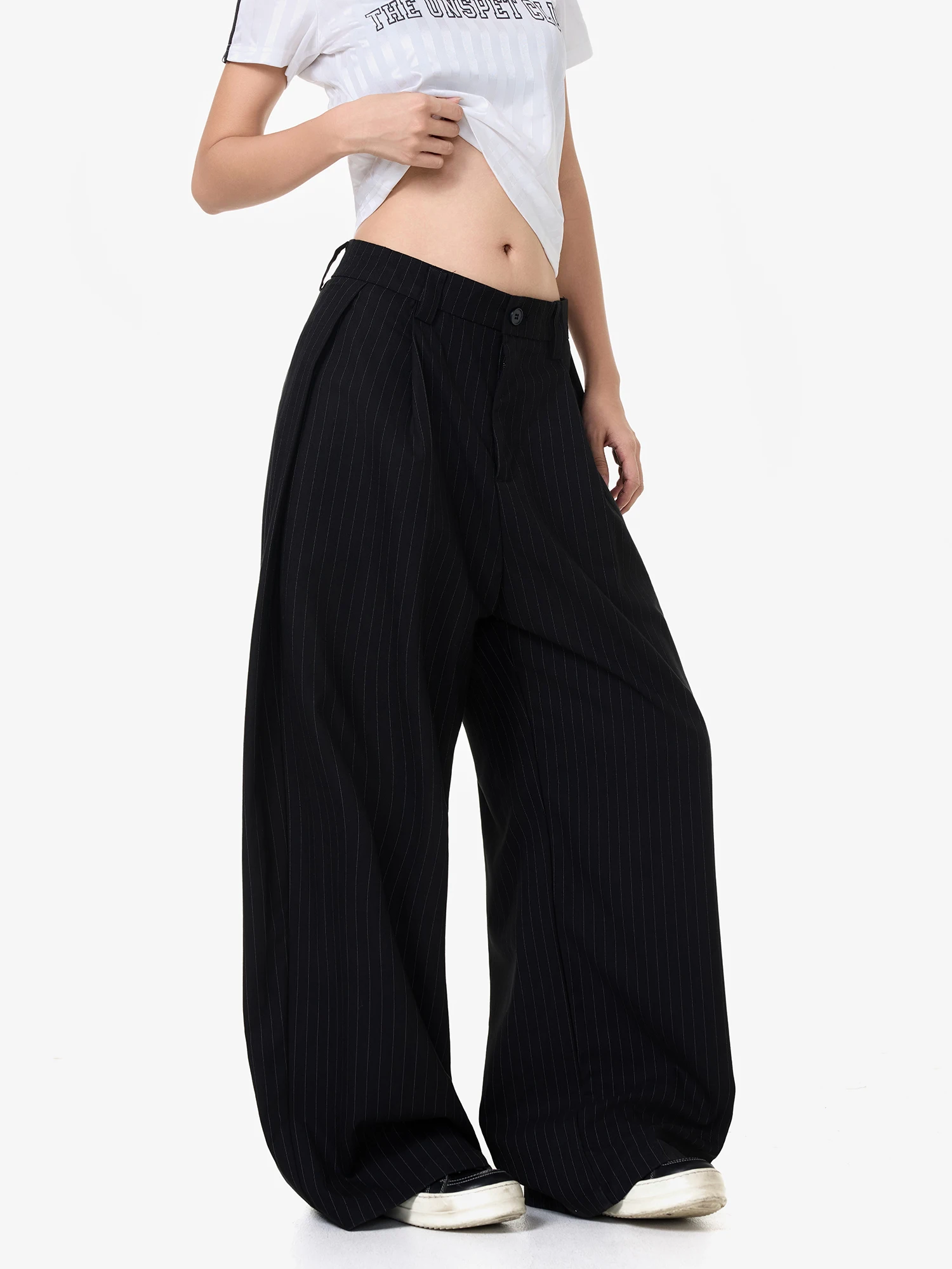 

Брюки Wild Aziz в американском ретро-стиле с полосками, повседневные, свободные, прямые, широкие, струящиеся, для мужчин и женщин, комфортные