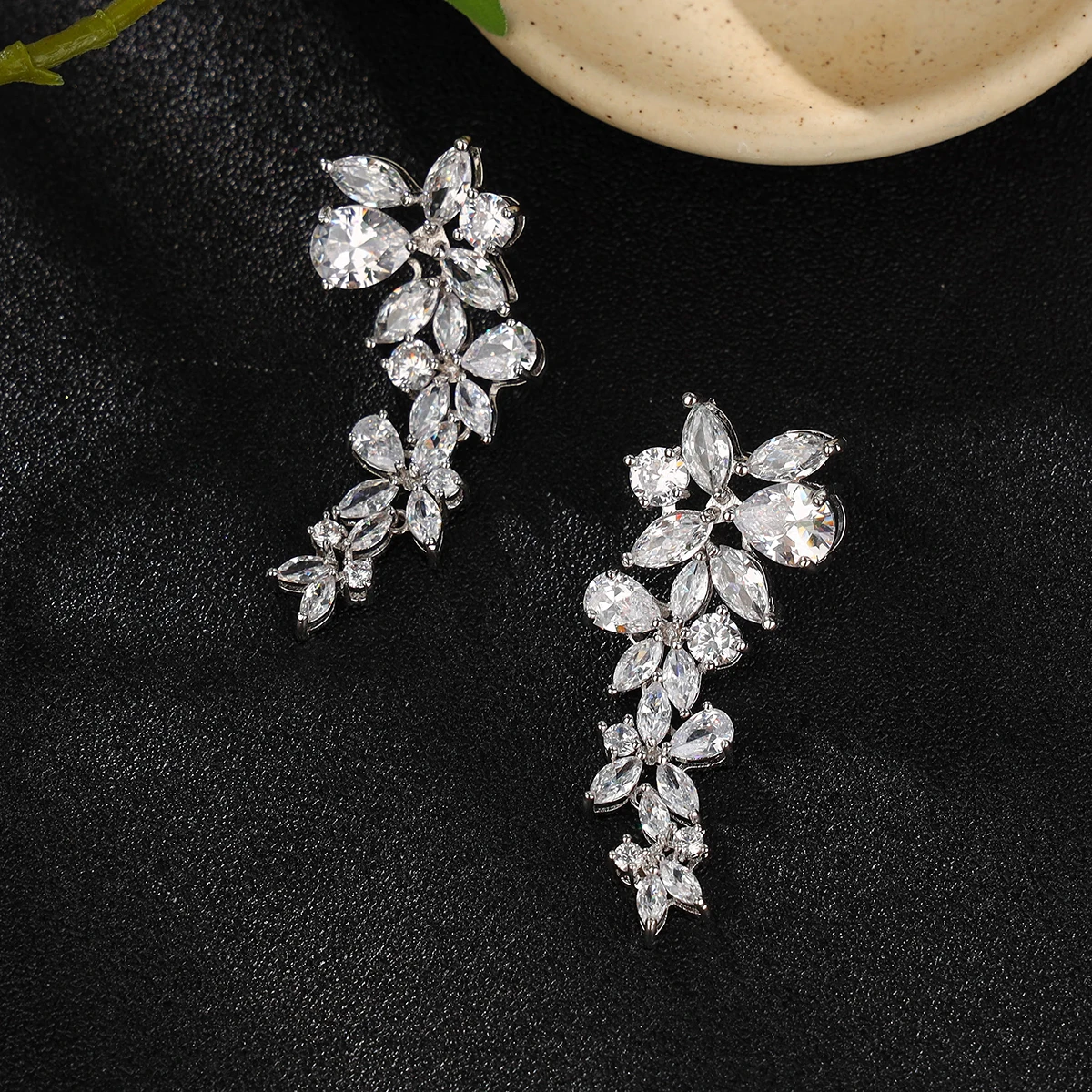 Brincos De Noiva De Zircônia Cúbica, Adequado Para Bolas De Casamento E Festas, Moda De Luxo