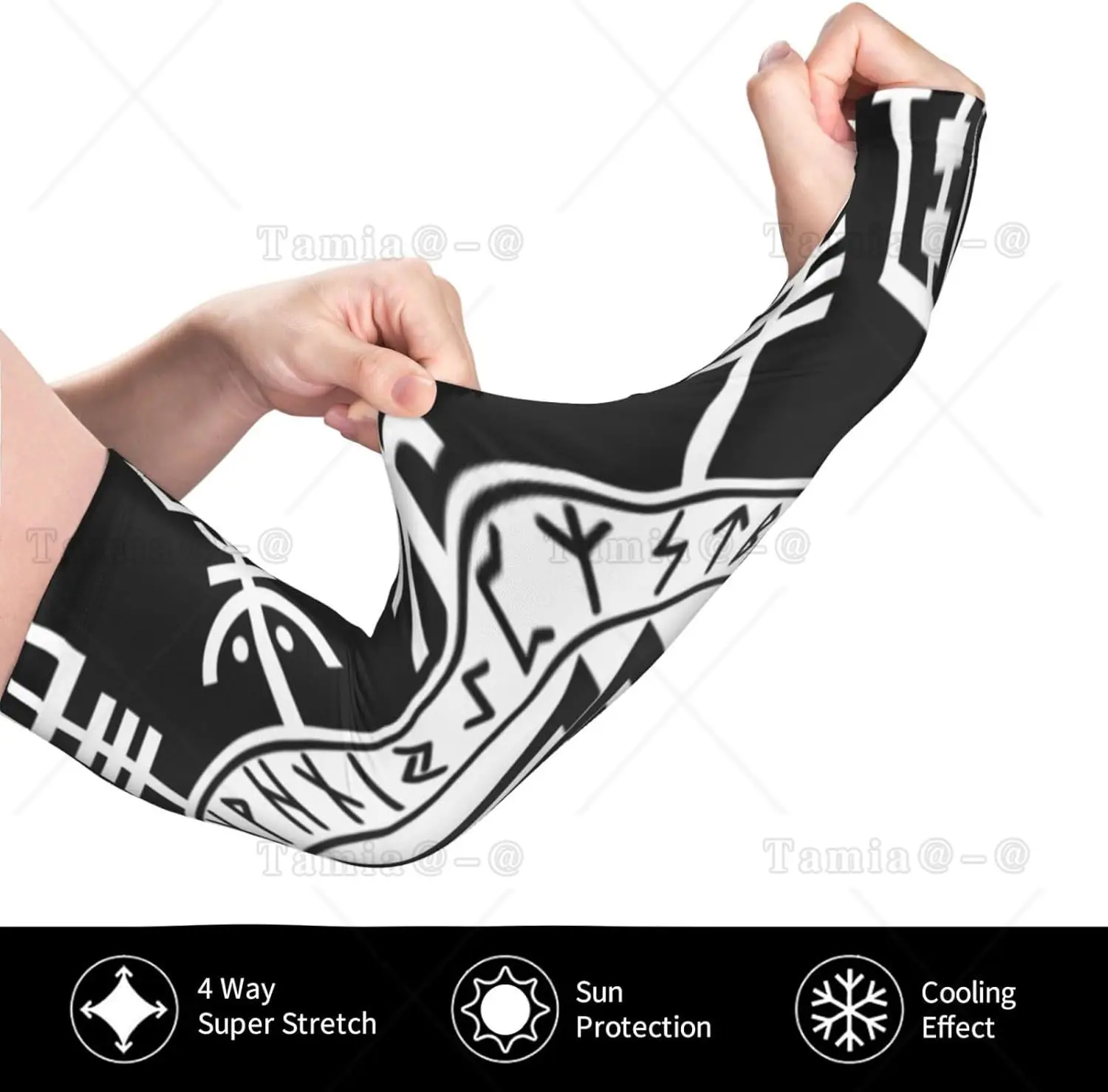 Lengan Lengan Simbol Pagan Mitologi Norse Viking Perlindungan UV Matahari Uniseks Lengan Sutra Es Olahraga