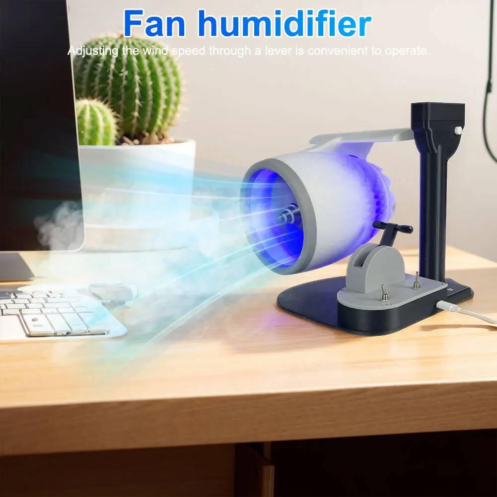 Creative Desktop Turbofan with Humidifier & Light Engine Model JetFan 3D Printed Exquisite Toy for Home Office