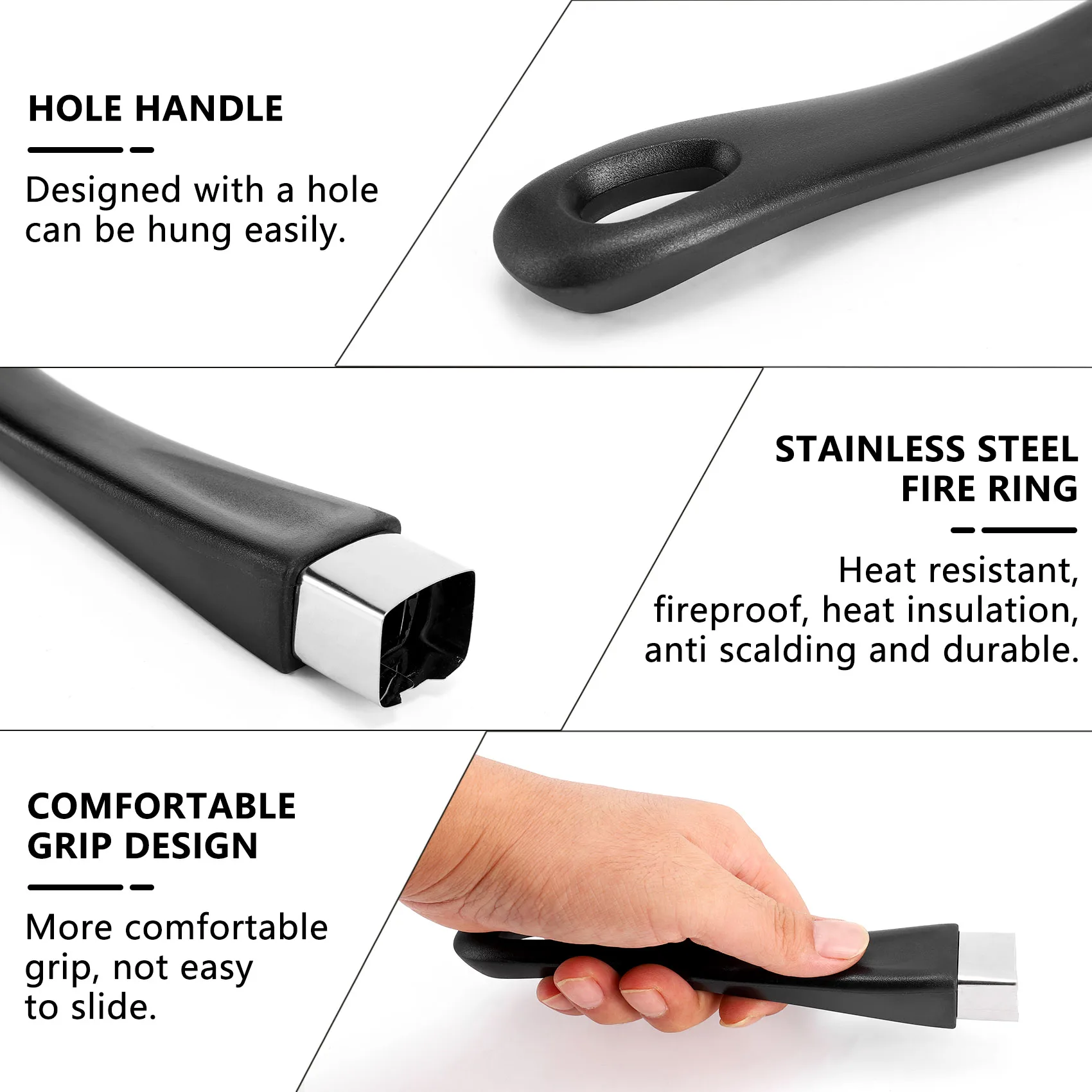 ด้ามจับเบกาไลท์ทดแทนสีดําสําหรับเครื่องครัวหม้อกระทะ