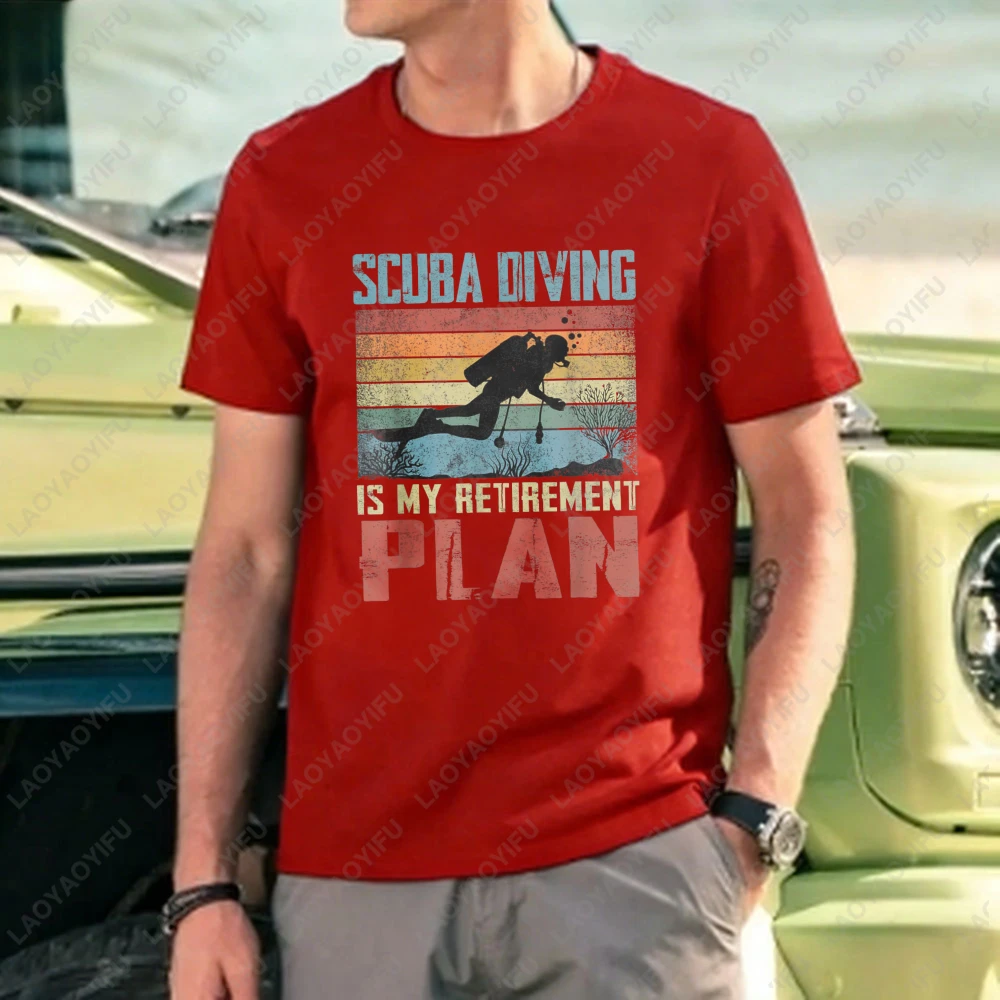 Scuba Diving Is My Retirement Plan Vintage Graphic Cotton T-Shirt Summer Casual Wear Outdoor Adventure Fashion Trendy Apparel