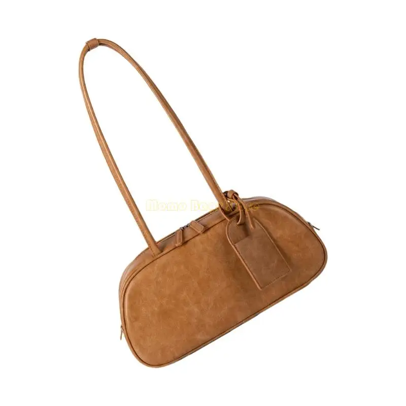 

X90D Womens Aesthetic Shoulder Bag PU Leather Underarm Bag Simple Handbags Zippers Commuting Bag Large Capacity Armpit Bag
