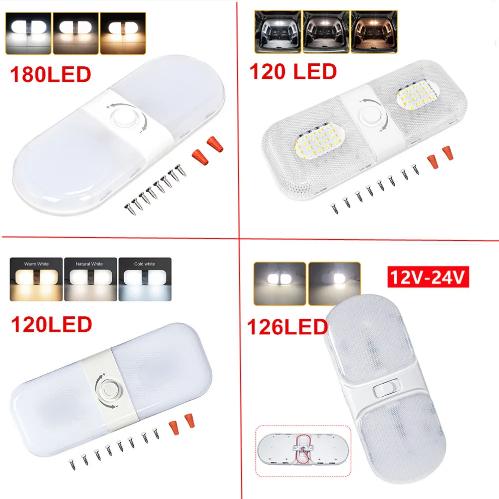 

2/1PCS 12-24V 180/126/120 LED Dome Light Ceiling Lamp Dimmable Night Lamps for Caravan RV Marine Boat Car Motorhome Trailer