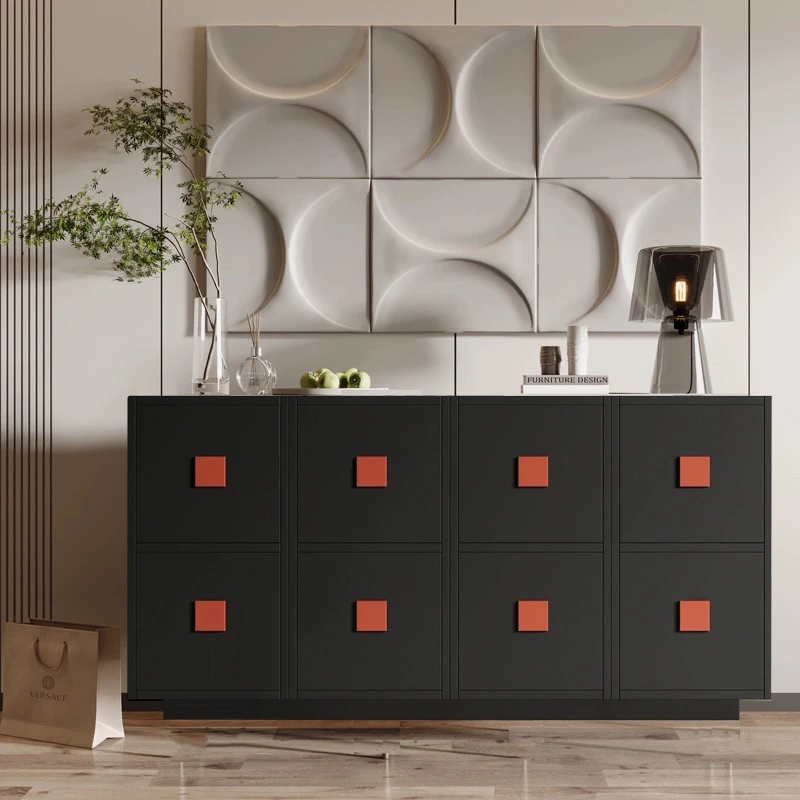 Modern Minimalist Creative Dining Side Entrance Cabinet Door Paint Storage Cabinet Storage Black Side Cabinet