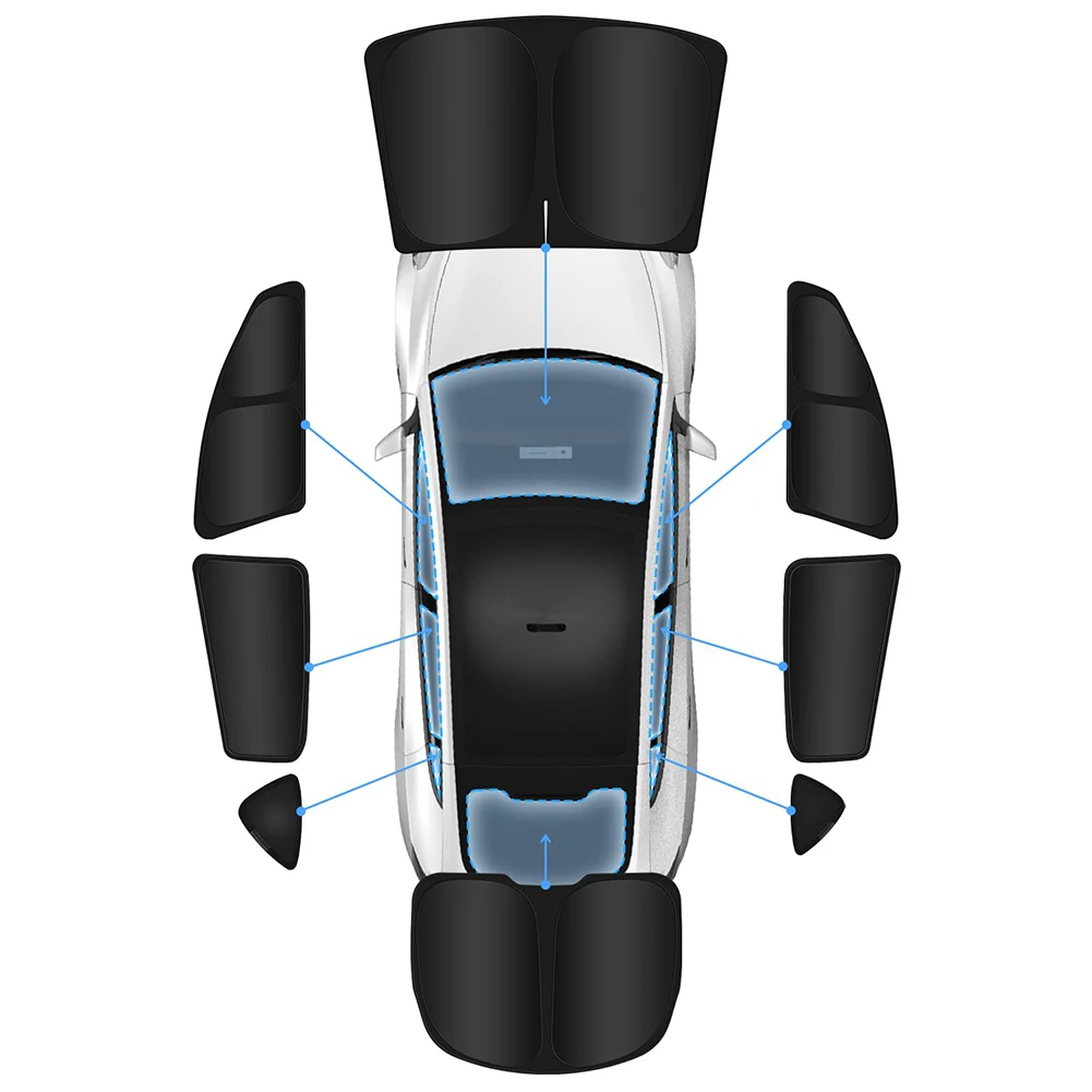 

8Pcs/Set Car Multi Sun Shade UV Protection Total Blackout Sun Visors Auto Sun Shade for Tesla Model Y 2020-2024 All Windows