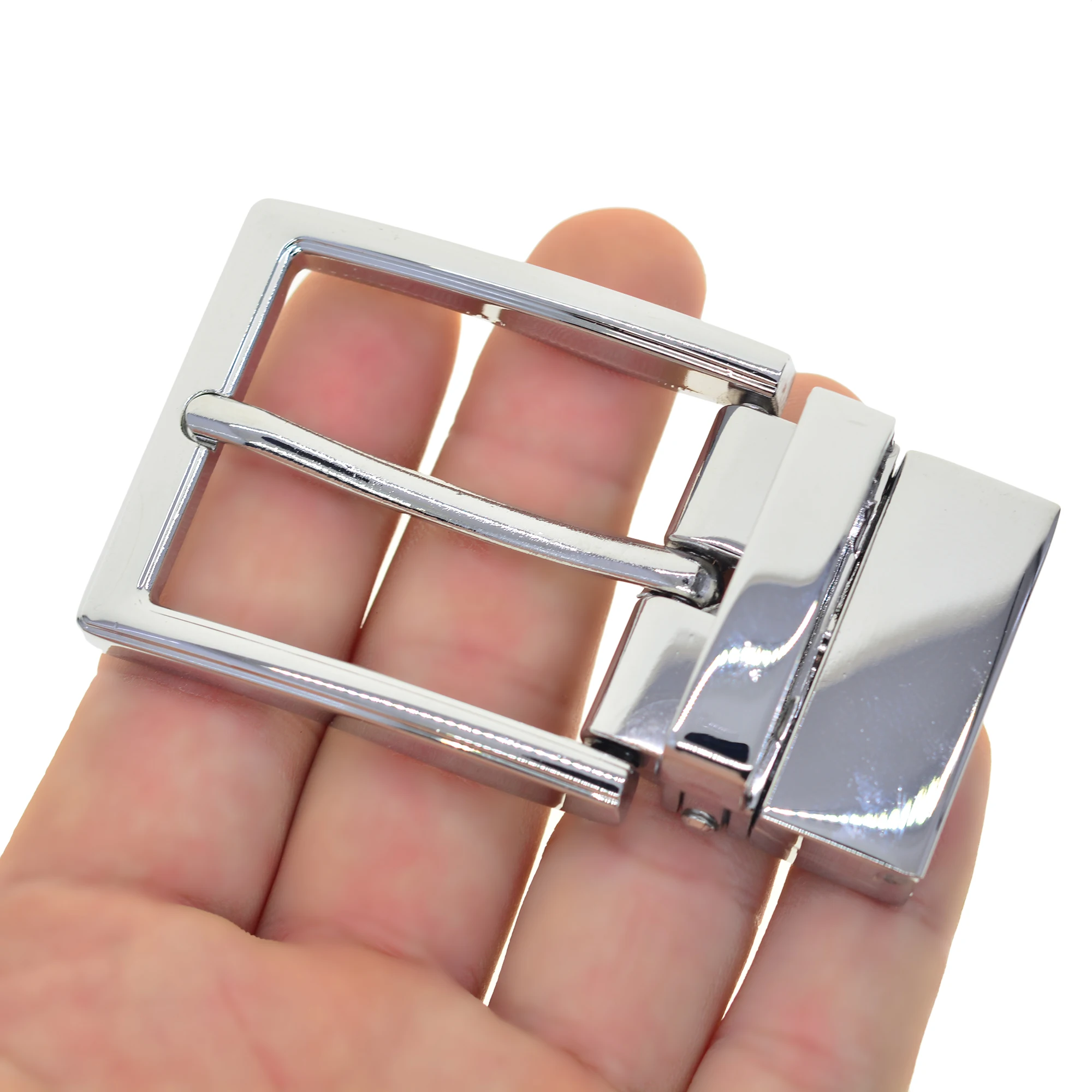 super fine pattern solid metal pin lock rotatable Prong secure mirror Silver man belt buckle for 1.3inch strap replacement