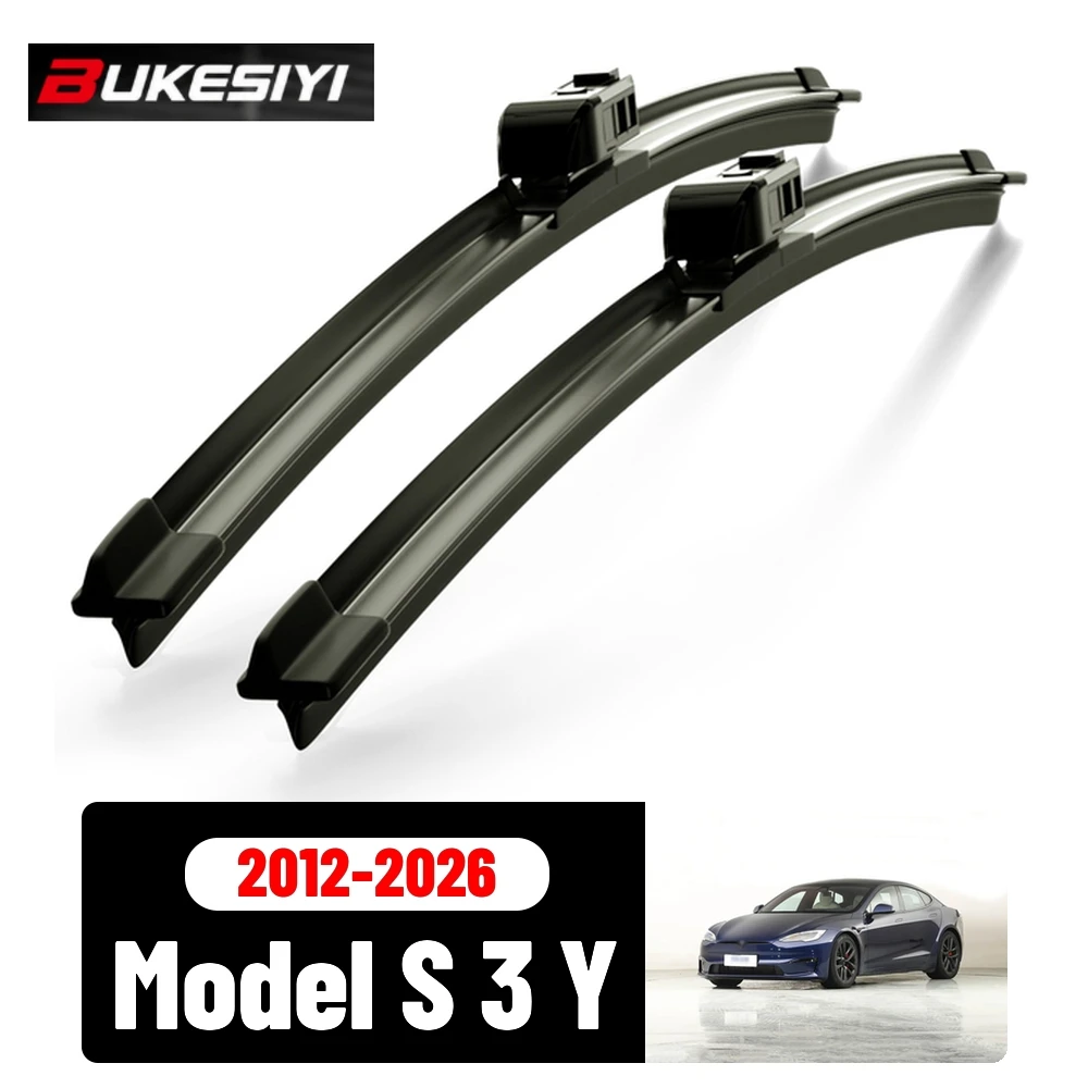 2 Stück Frontscheibenwischer für Tesla Model S 3 Y 2012-2026, leise, langlebig, hochwertige Scheibenwischerblätter, Zubehör 2016 2018 2022 – Detail 1