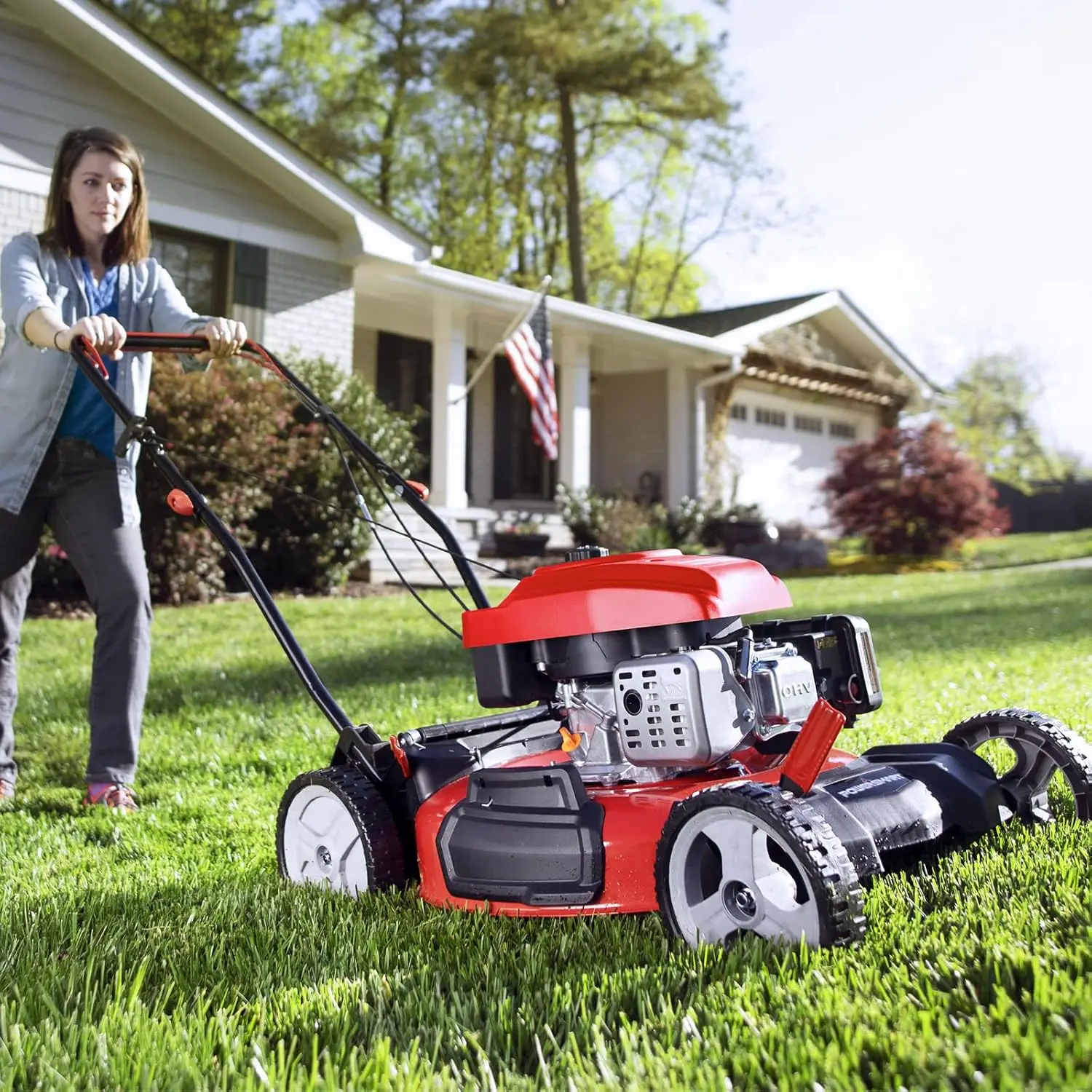 

Gas Lawn Mower 21 in. 144cc 2-in-1 Push Mowers with Mulching and Side Discharge, 6 Adjustable Cutting Heights 2024 Version