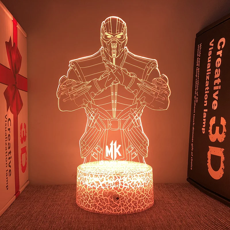 Mortal Kombat Figure 3d Led Lamp For Bedroom Custom Heroes Night Lights Game Room Decor Holiday Gift For Friend