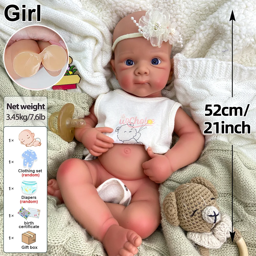 Adorabile bambola Bebe rinata fatta a mano in morbido silicone Bettie da 21 pollici, realistica, morbida al tatto, per gli appassionati di bambole