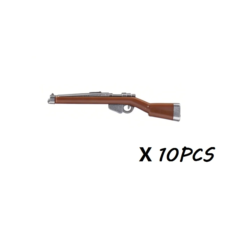 10pcs WW2 Military Silvery weappns Set Soviet Soldier Rifle Pistol Mini Action Figures Accessories Building Blocks Bricks Toys