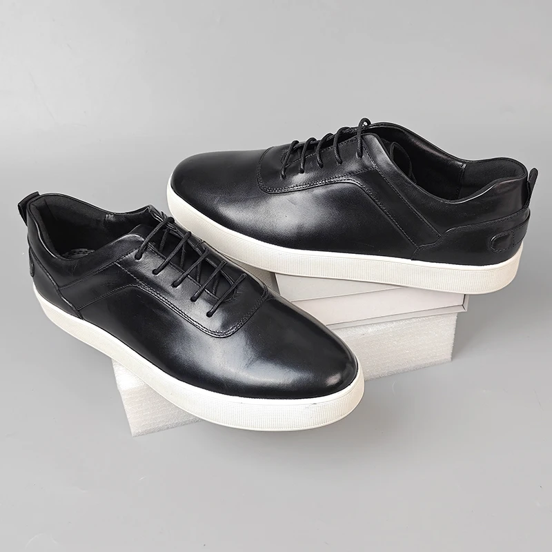 

Мужские кроссовки на шнуровке из натуральной кожи, повседневная деловая обувь, натуральная кожаная подкладка, резиновая подошва, повседневная офисная обувь для поездок на работу