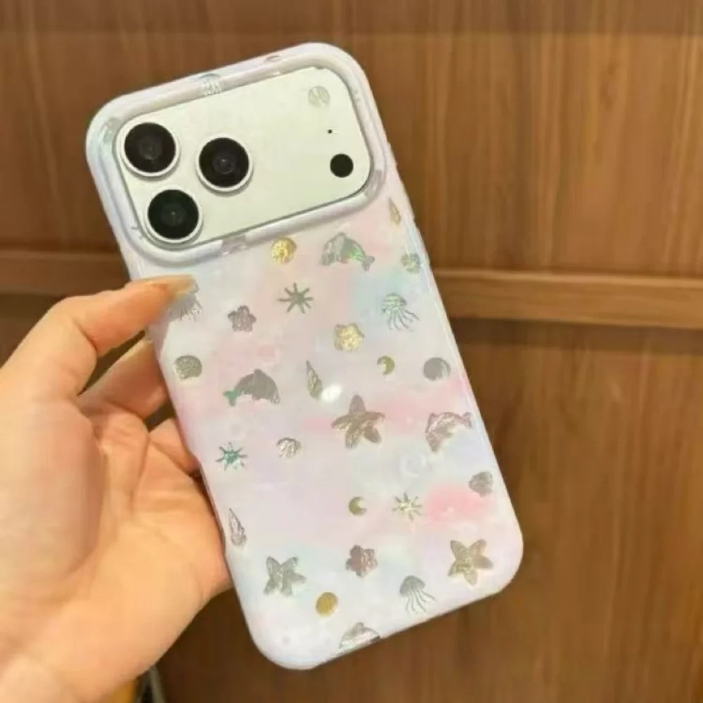 

Ocean Laser Bio iPhone 16 17 Pro Max 15 Pro Case Creative Anti Drop Protective Cover for Women