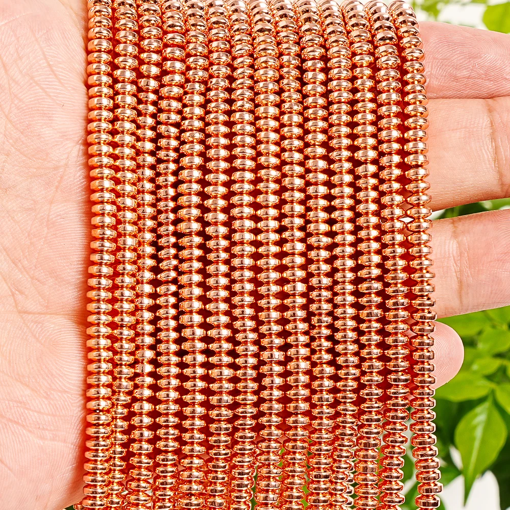 4x2mm Rose Gold Plated Hematite Rondelle Beads Elegant Spacer Beads for Bracelet Necklace Modern Minimalist Jewelry DIY Supplies