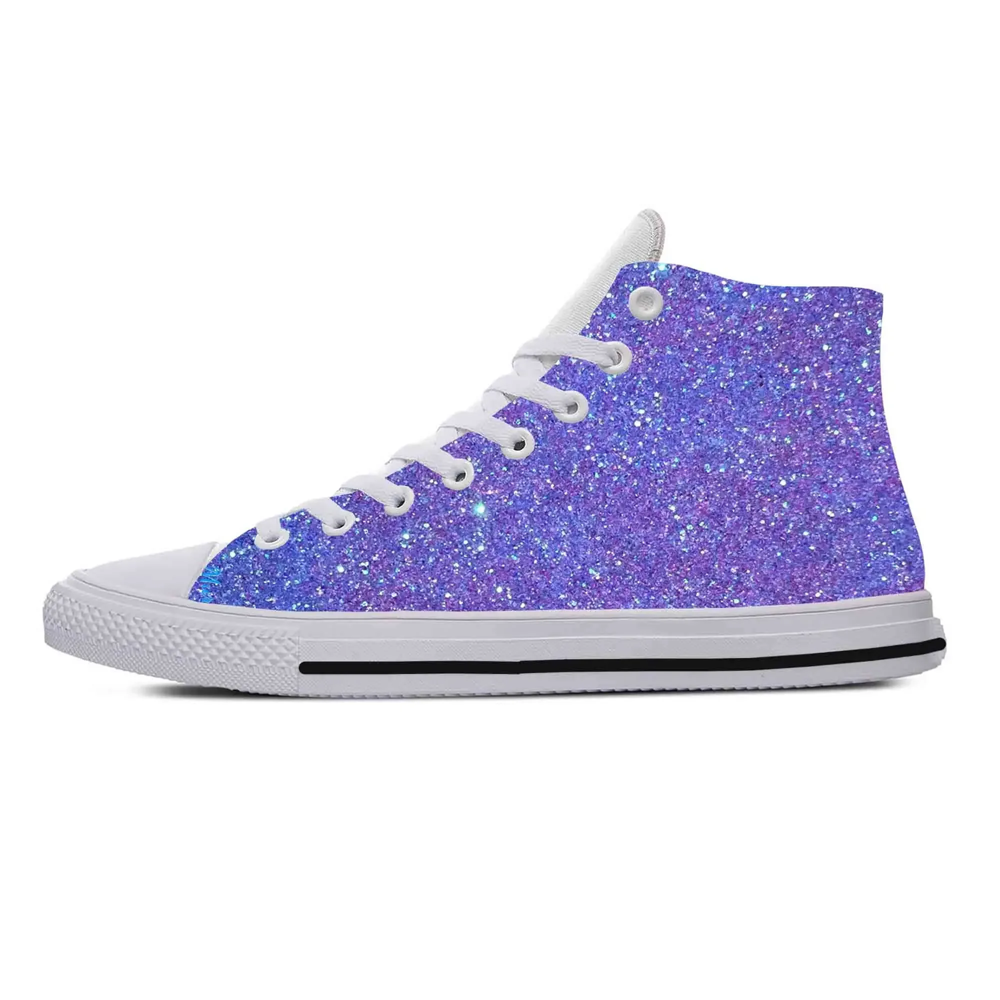 Glitter Sparkle Sprankelend Glitterpatroon Galaxy Casual Stoffen Schoenen Hoge Top Comfortabele Ademende 3d Print Heren Dames Sneakers