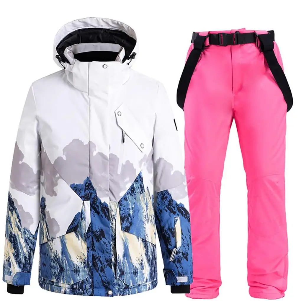 Winter Outdoor Ski Suit Unisex Jackets and Pants Ski Outfits Waterproof and Windproof Padded Warm Ski Suit