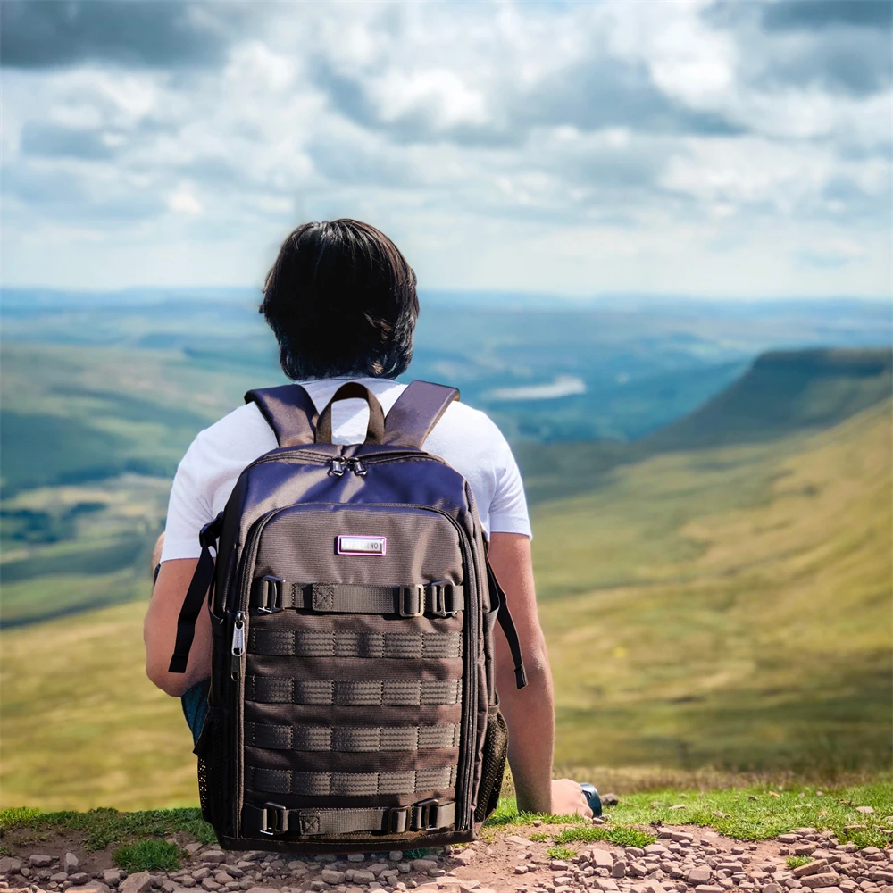 Bolsa de cámara táctica de gran capacidad DSLR, mochila de hombro para fotografía, funda de foto impermeable para Canon, Nikon, Sony, Pentax