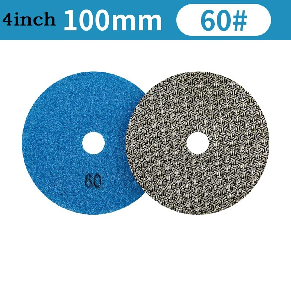 1 buah 100mm/4 "dilapisi berlian kering Polishing Pad 60/100/200/400 Grit untuk kaca/granit/Marmer/ubin/beton poles