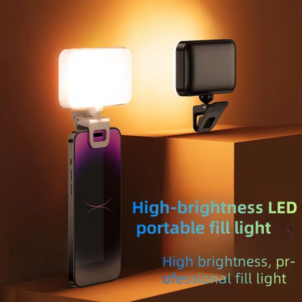 LED Clip-On Video Light For Phone 5 Brightness Levels + 3 Color Modes 360° Adjustable Lamp For Selfies Zoom Calls Makeup
