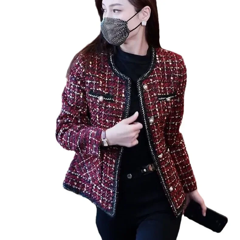 سترة عصرية قصيرة للسيدات على طراز العطر لخريف وشتاء جديدة كبيرة الحجم سترة ربيعية عصرية من ألياف البوليستر المستديرة Co #4