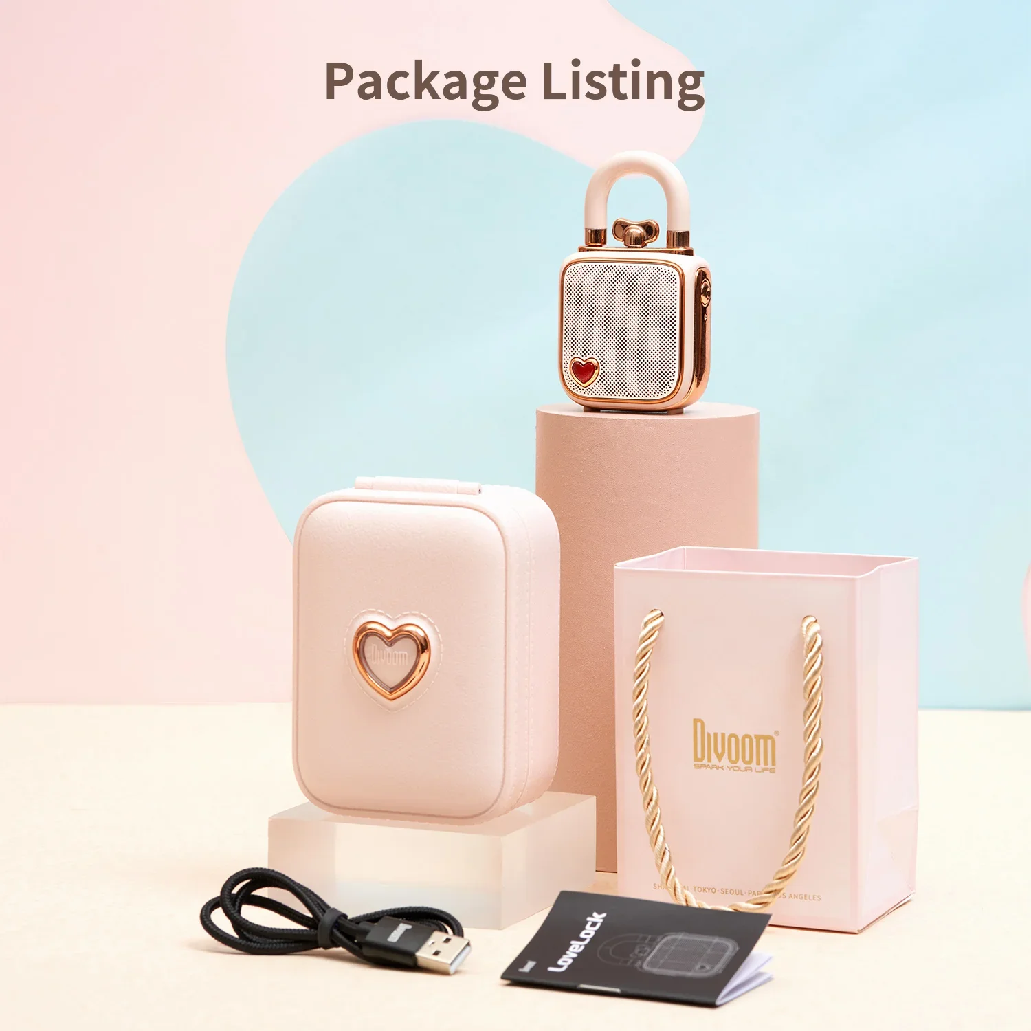 Divoom LoveLock Smart Pixel Art Display Bluetooth Speaker Couple Gift App Control Customizable Desk Decor Valentine Gift