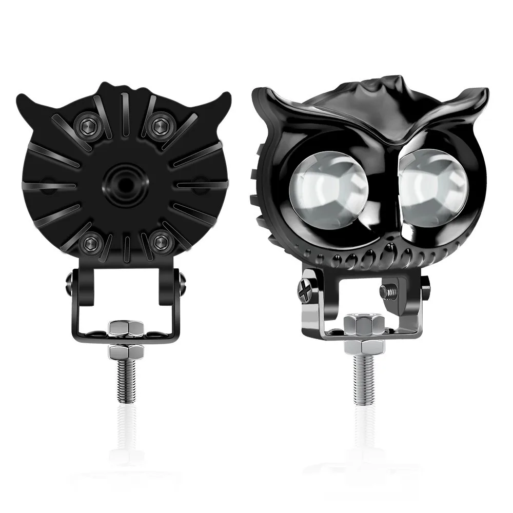 Owl Motorcycle Headlight Yellow And White Bicolor LED Spotlight Driving Auxiliary Fog Lamp Car UTV Truck image 4