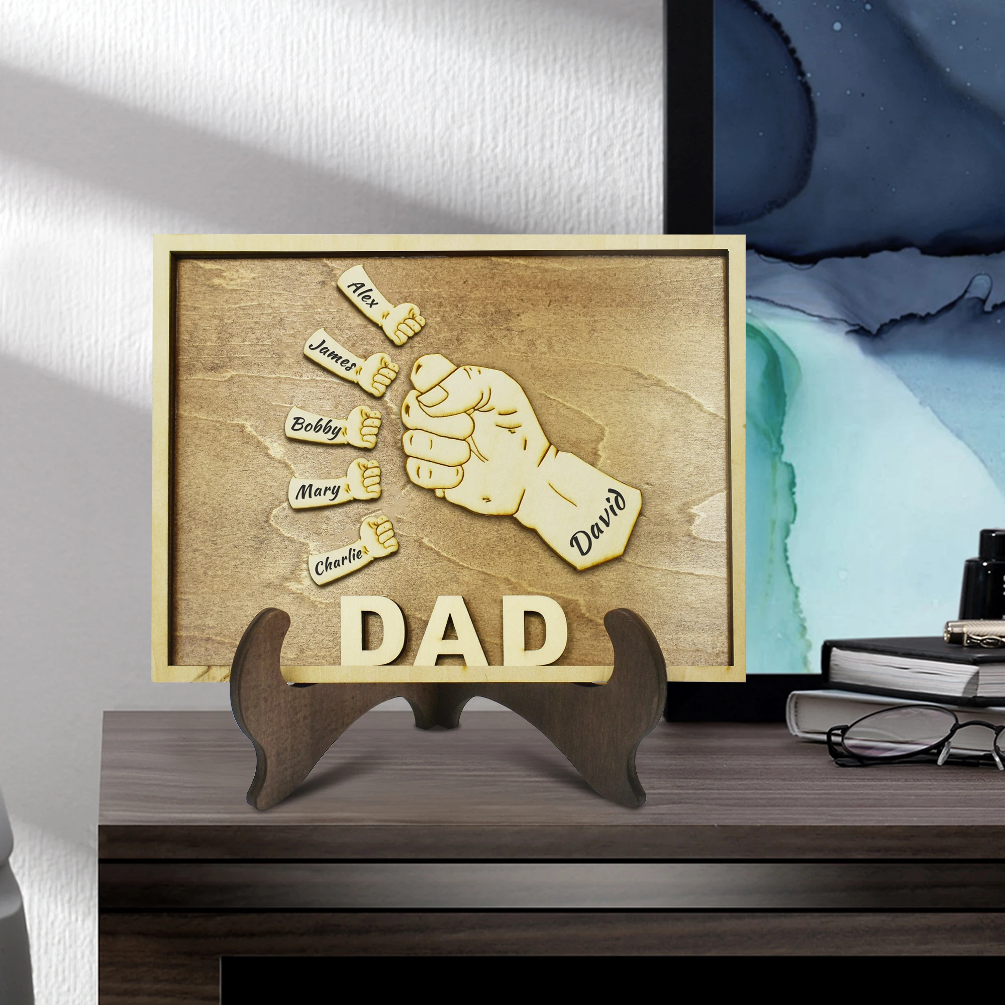 Puños de madera 3D personalizados para papá, abuelo, regalos para el Día del Padre